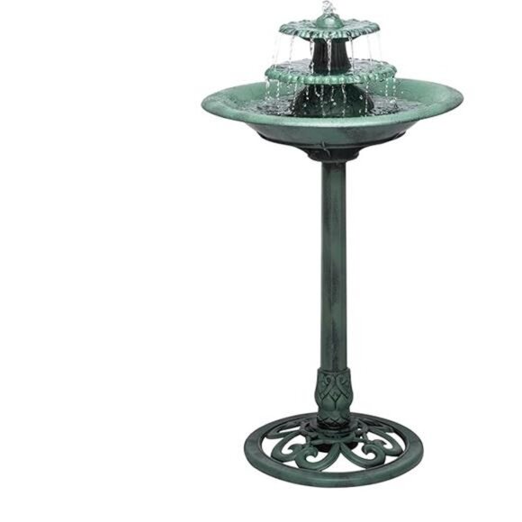 Outdoor 3 Tiered Pedestal Water Fountain and Birdbath - Picture 14 of 14